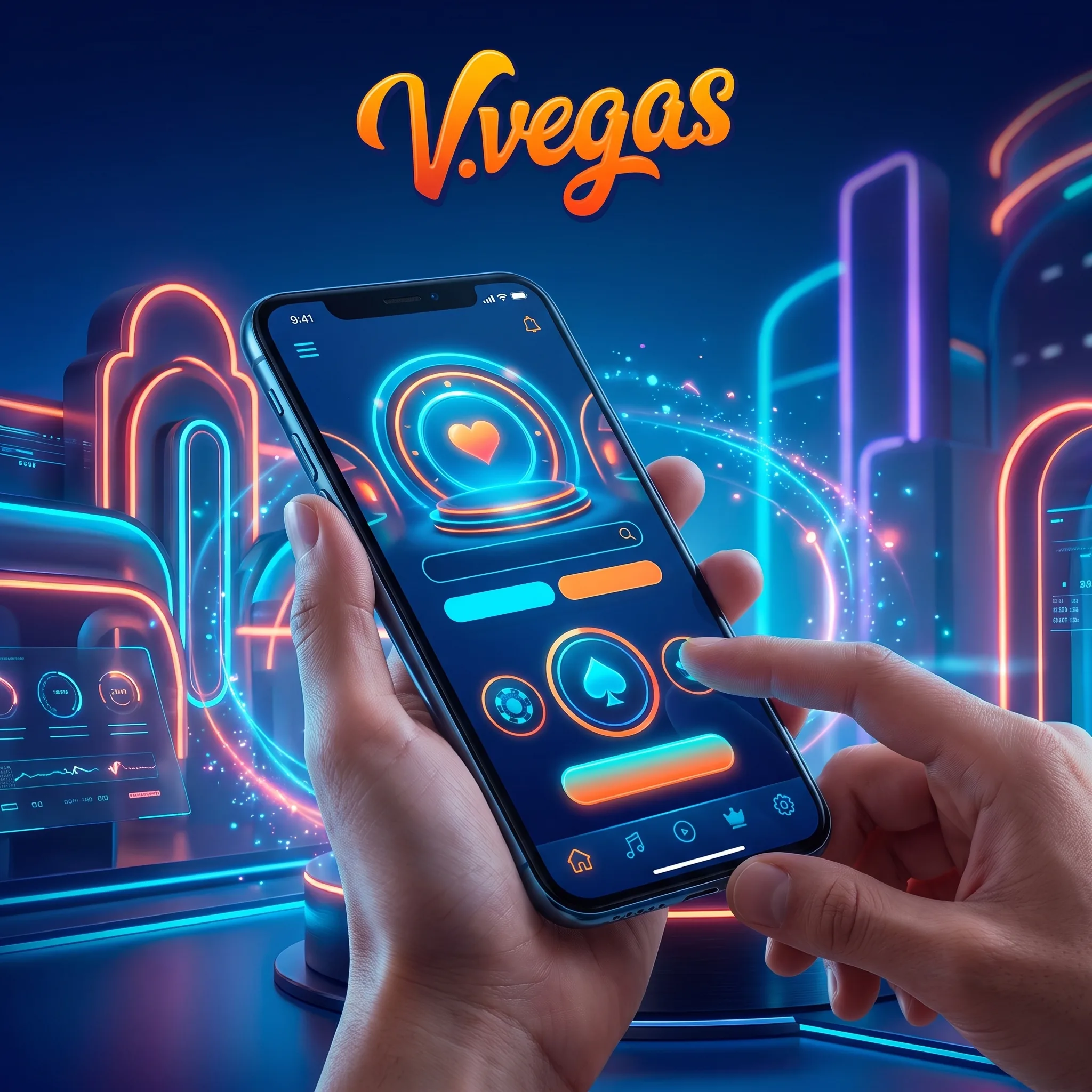 V.Vegas Casino auf einem Smartphone